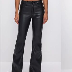 GOOD  AMERICAN LEGS FLARE FAUX LEATHER PANTS
